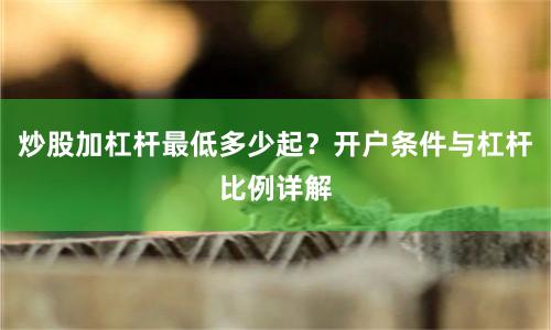 炒股加杠杆最低多少起？开户条件与杠杆比例详解